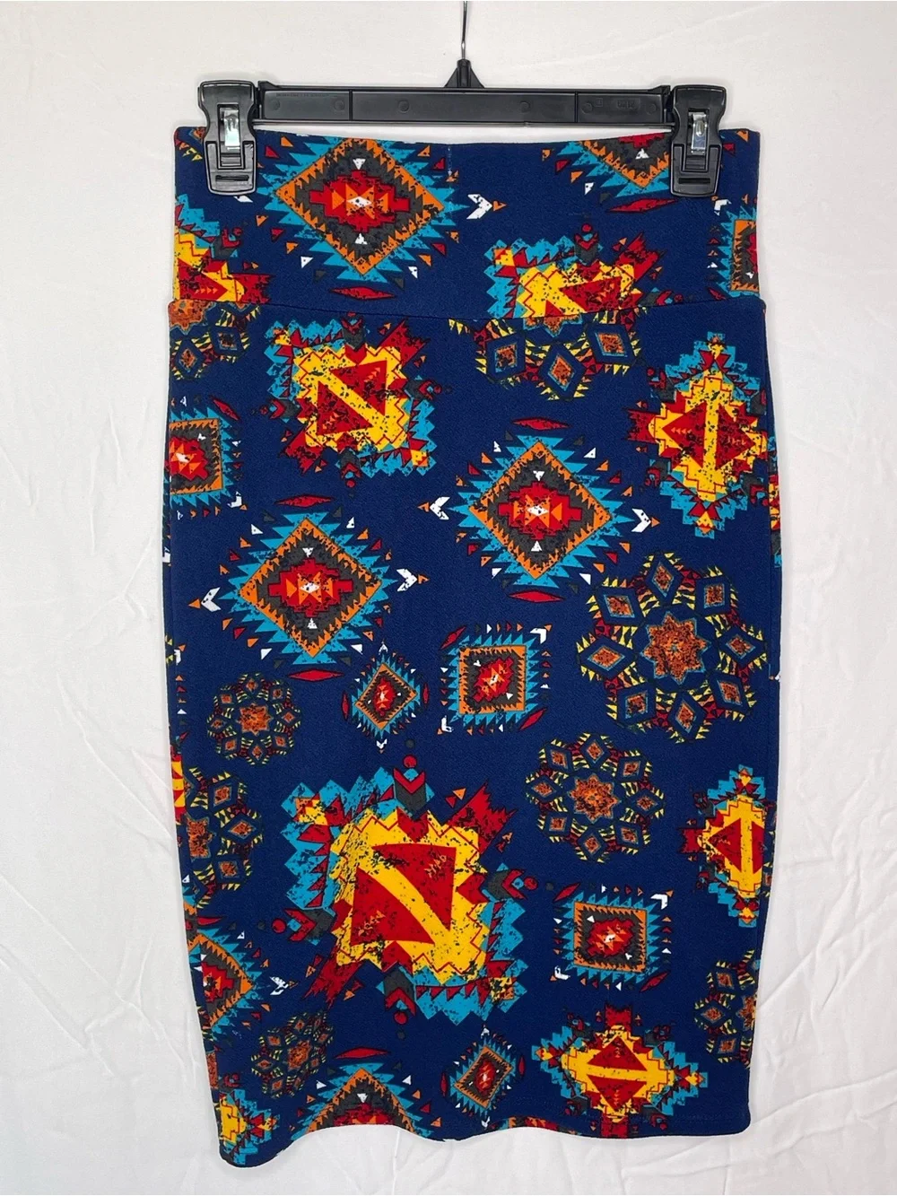 LuLaRoe Women’s Navy Aztec Geometric Midi Skirt